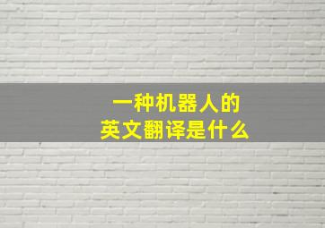 一种机器人的英文翻译是什么