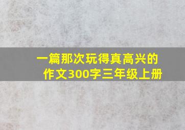 一篇那次玩得真高兴的作文300字三年级上册