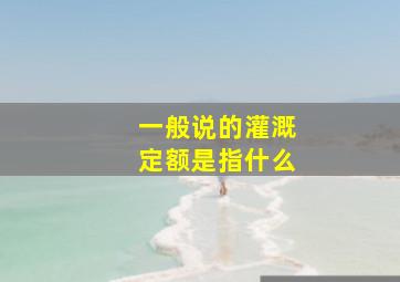 一般说的灌溉定额是指什么