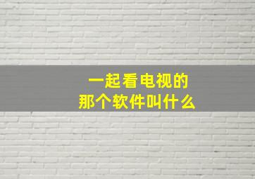 一起看电视的那个软件叫什么