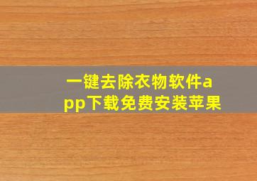 一键去除衣物软件app下载免费安装苹果