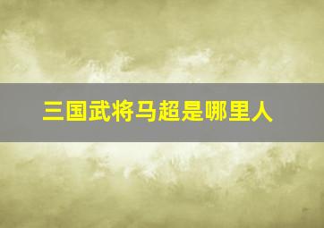 三国武将马超是哪里人