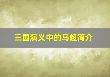 三国演义中的马超简介