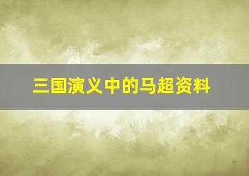 三国演义中的马超资料