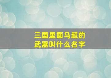 三国里面马超的武器叫什么名字