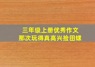 三年级上册优秀作文那次玩得真高兴捡田螺