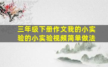 三年级下册作文我的小实验的小实验视频简单做法