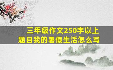 三年级作文250字以上题目我的暑假生活怎么写