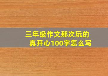 三年级作文那次玩的真开心100字怎么写