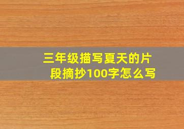 三年级描写夏天的片段摘抄100字怎么写