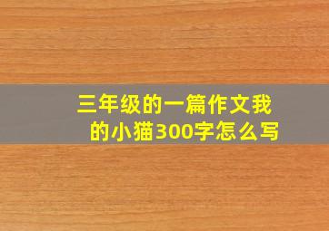 三年级的一篇作文我的小猫300字怎么写