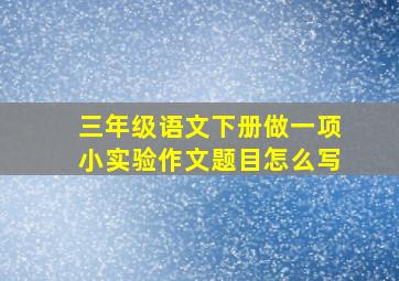 三年级语文下册做一项小实验作文题目怎么写