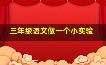 三年级语文做一个小实验