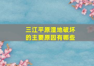 三江平原湿地破坏的主要原因有哪些