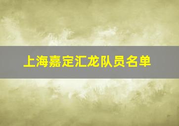 上海嘉定汇龙队员名单