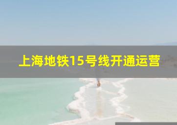 上海地铁15号线开通运营