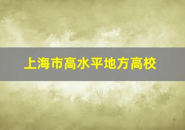 上海市高水平地方高校