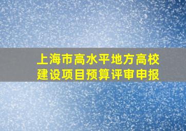 上海市高水平地方高校建设项目预算评审申报