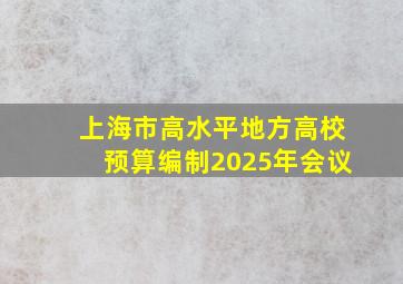 上海市高水平地方高校预算编制2025年会议