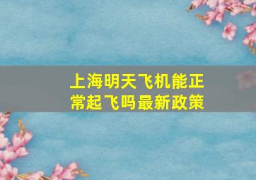 上海明天飞机能正常起飞吗最新政策