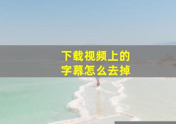 下载视频上的字幕怎么去掉