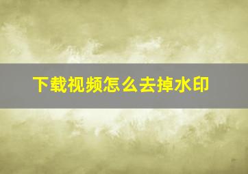 下载视频怎么去掉水印