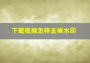 下载视频怎样去掉水印