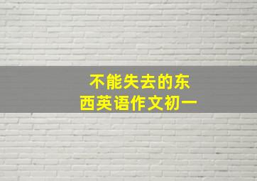 不能失去的东西英语作文初一