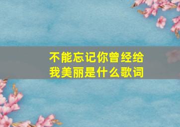 不能忘记你曾经给我美丽是什么歌词