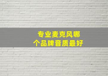 专业麦克风哪个品牌音质最好