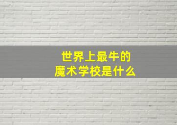 世界上最牛的魔术学校是什么