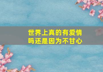 世界上真的有爱情吗还是因为不甘心