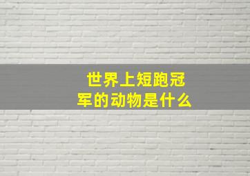 世界上短跑冠军的动物是什么