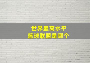 世界最高水平篮球联盟是哪个