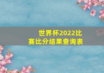 世界杯2022比赛比分结果查询表