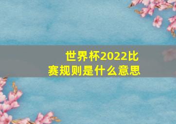 世界杯2022比赛规则是什么意思