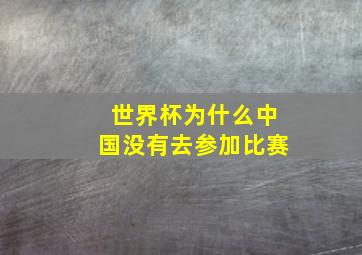 世界杯为什么中国没有去参加比赛