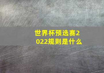 世界杯预选赛2022规则是什么