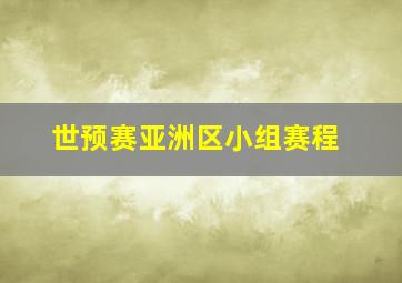 世预赛亚洲区小组赛程