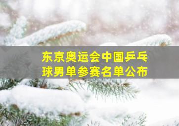 东京奥运会中国乒乓球男单参赛名单公布