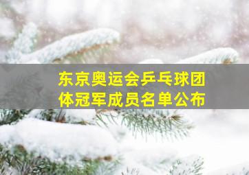 东京奥运会乒乓球团体冠军成员名单公布