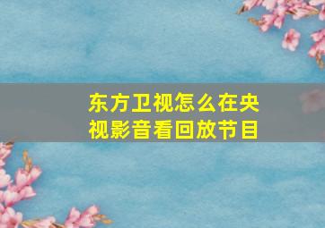 东方卫视怎么在央视影音看回放节目