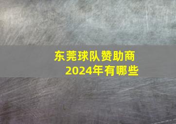 东莞球队赞助商2024年有哪些