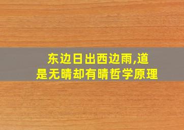 东边日出西边雨,道是无晴却有晴哲学原理