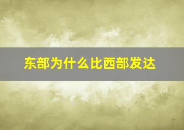 东部为什么比西部发达