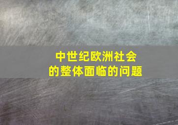 中世纪欧洲社会的整体面临的问题