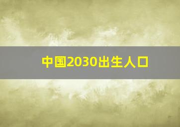 中国2030出生人口