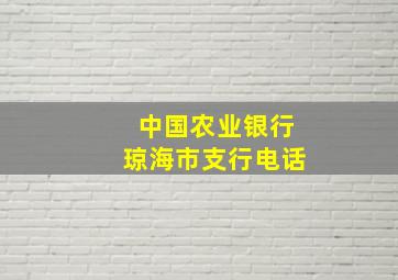 中国农业银行琼海市支行电话