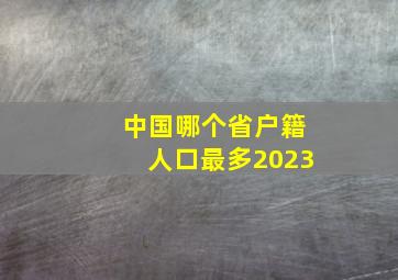 中国哪个省户籍人口最多2023