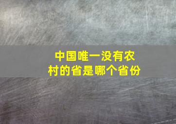 中国唯一没有农村的省是哪个省份